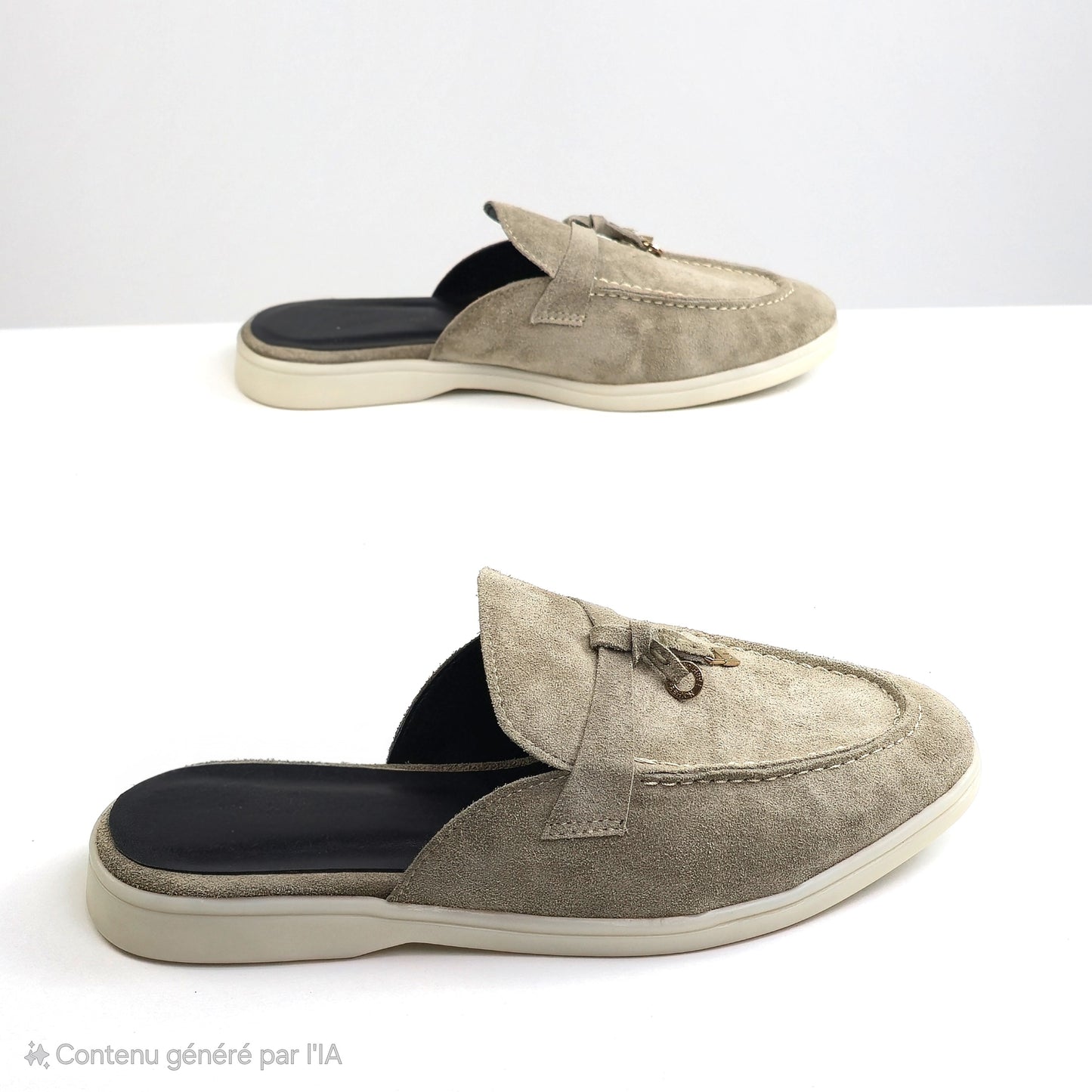 0119 chaussure Femme en cuir daim biege gris