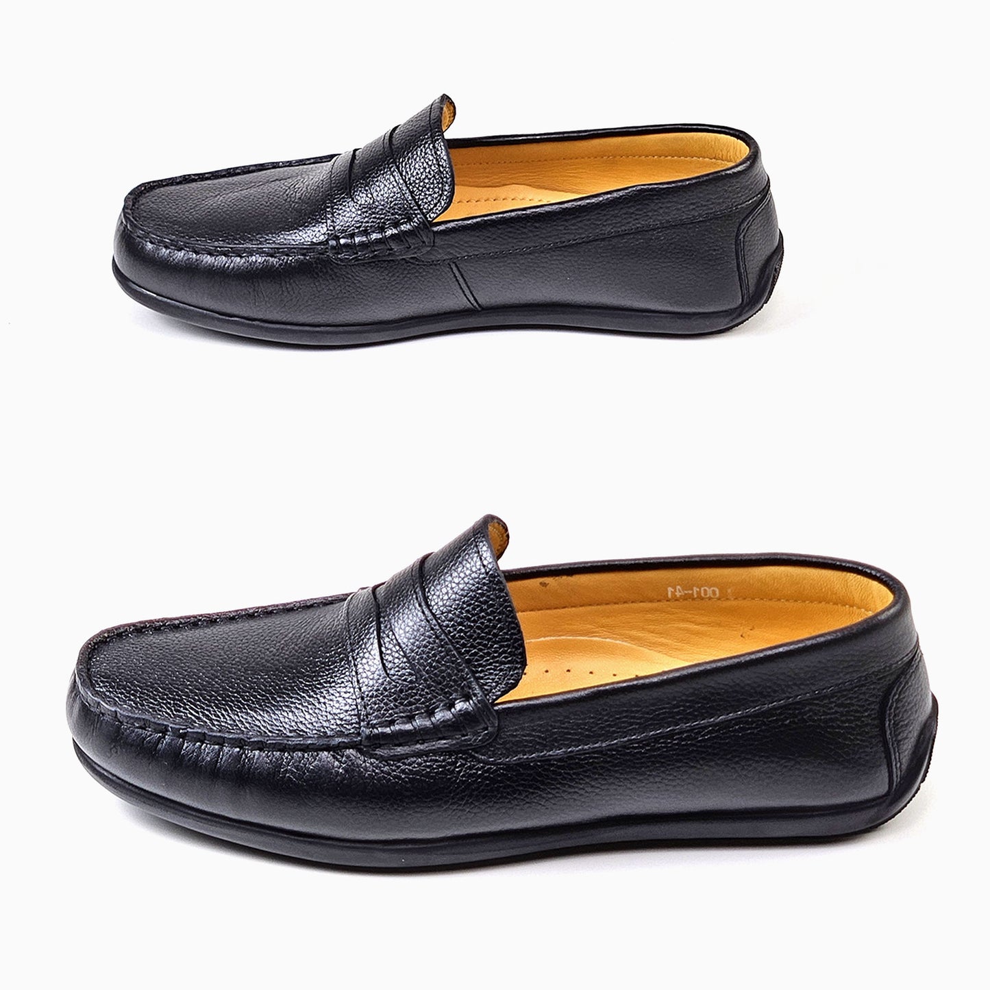 046 Chaussures Homme Mocassins sports en cuir noir