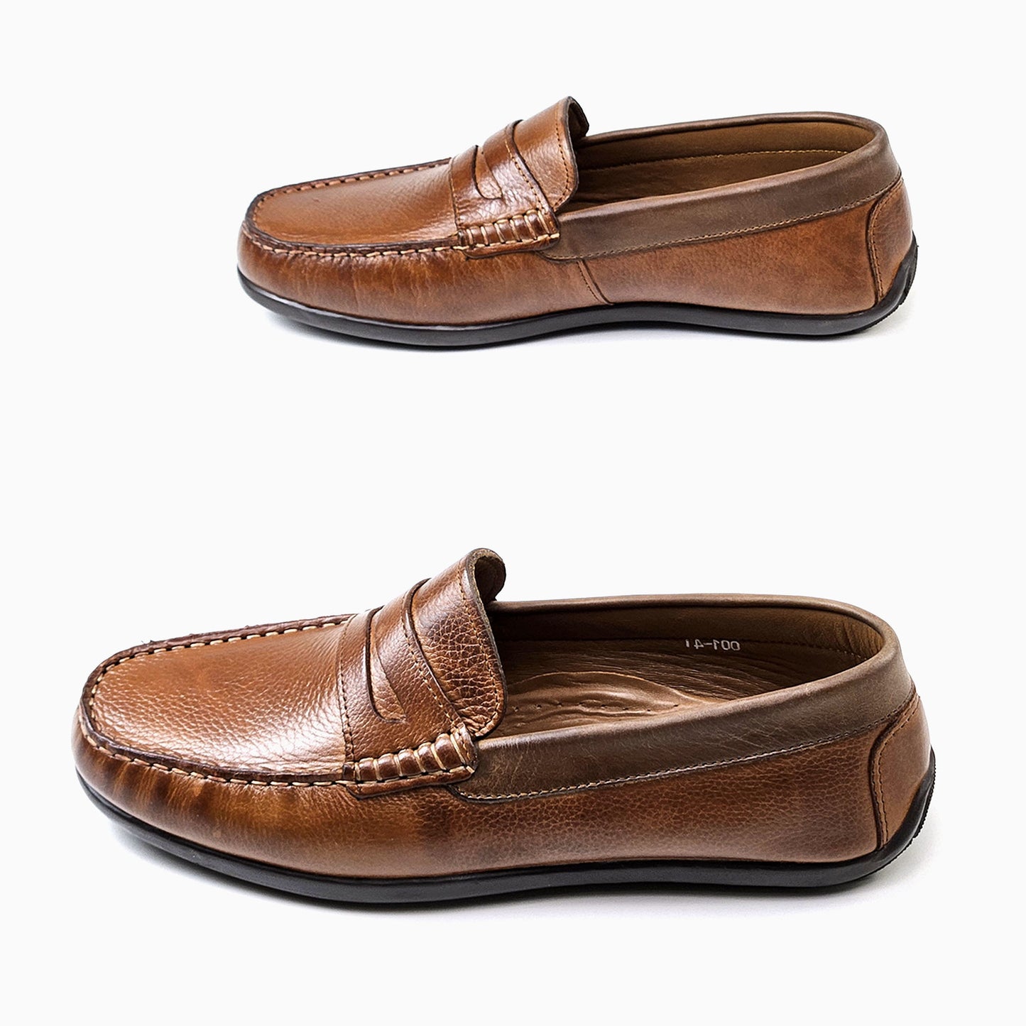 046 Chaussures Homme Mocassins sports en cuir marron