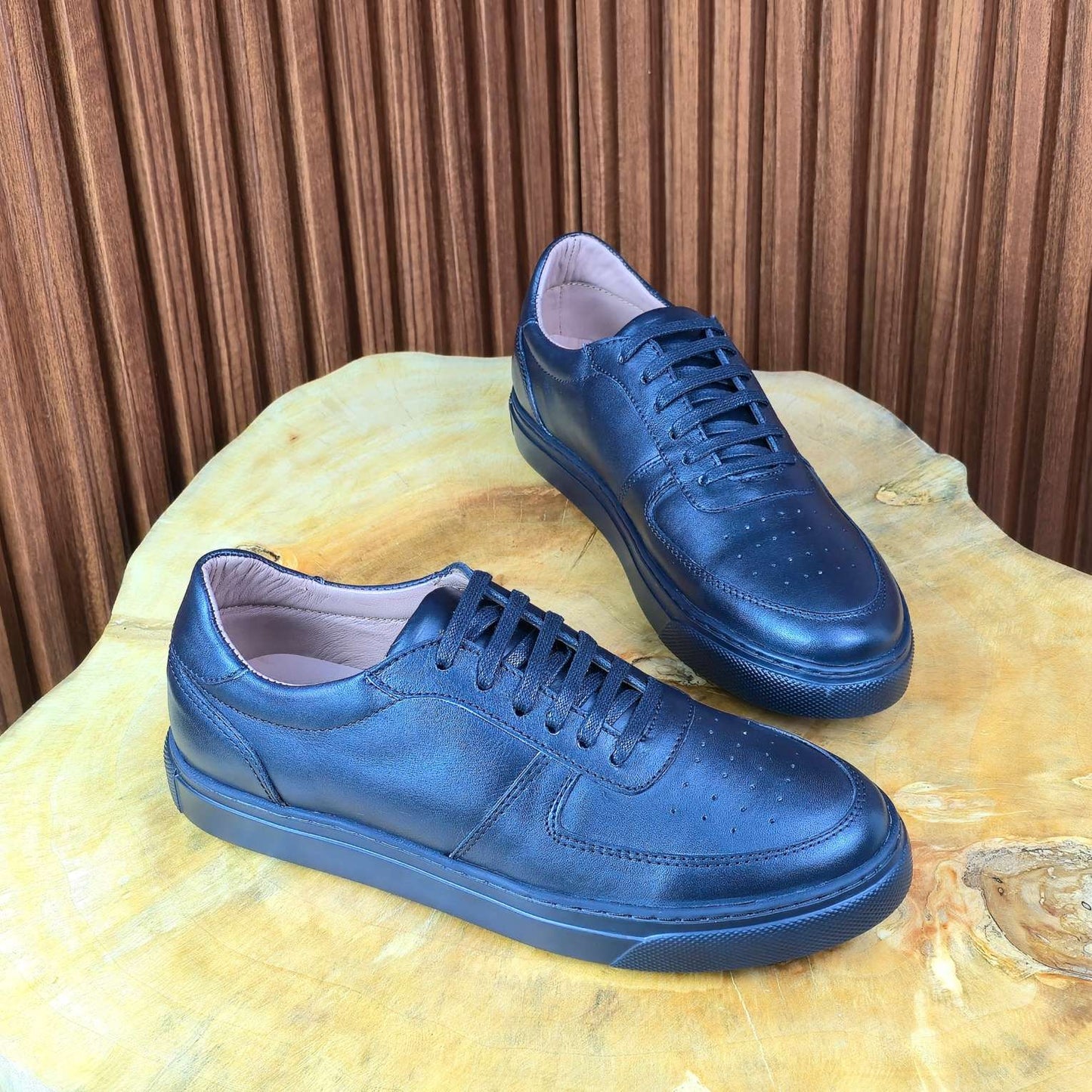 0161 Chaussure Sneaker Homme en cuir noir