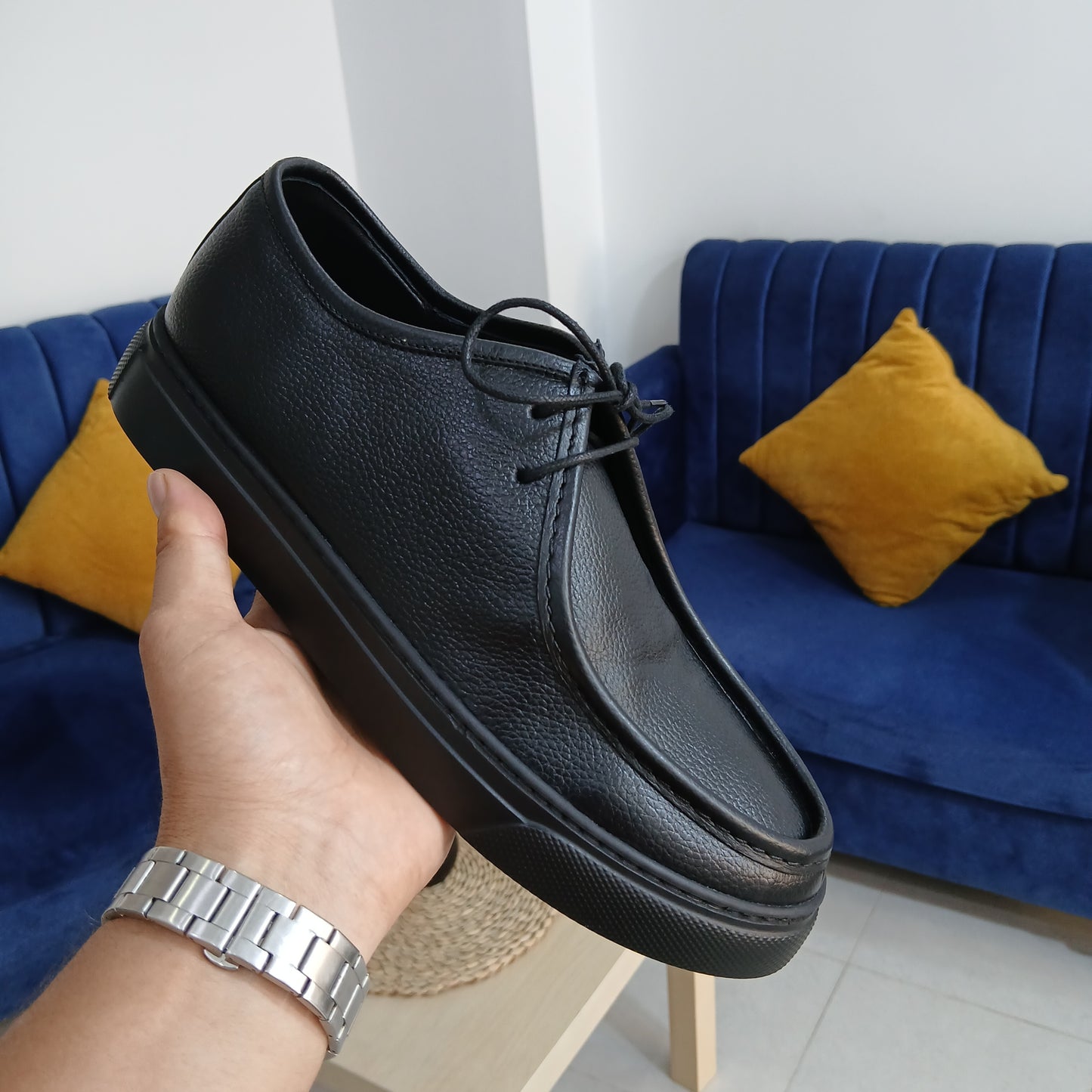 0220 Chaussure Sneaker Homme en cuir noir