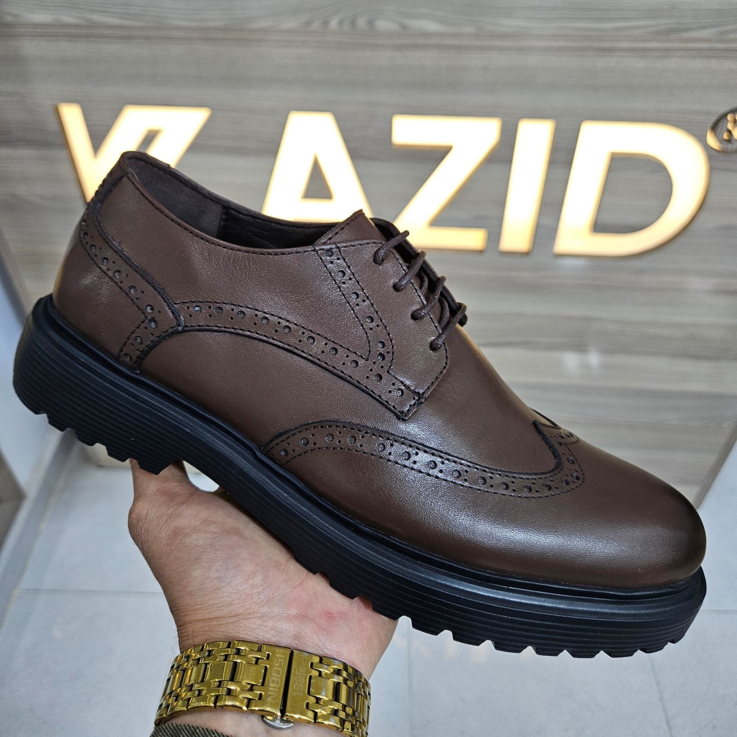 0415 chaussure Richelieu homme en cuir marron