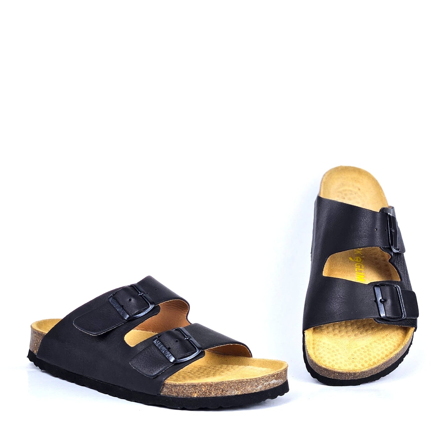 043 sandale confort en cuir homme noir