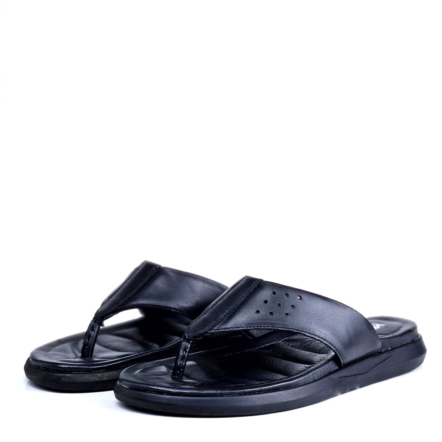 041 sandale confort en cuir homme noir
