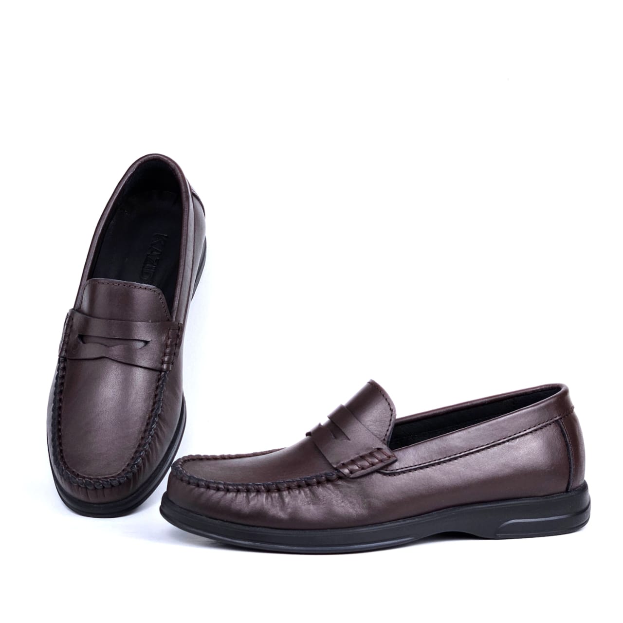 073 Chaussures Homme Mocassins sports en cuir marron