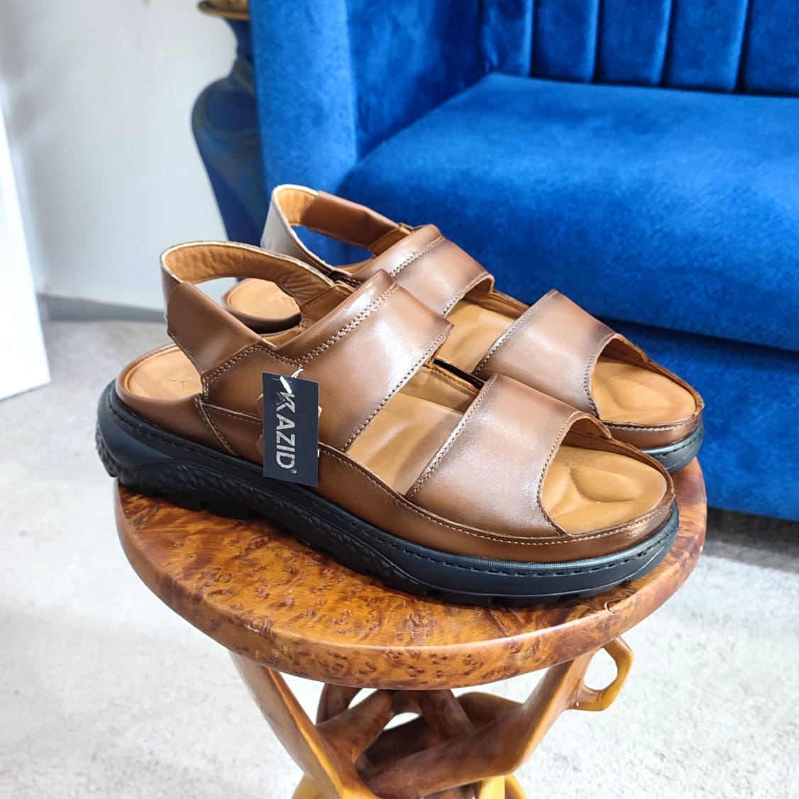 0206 sandale confort en cuir homme marron