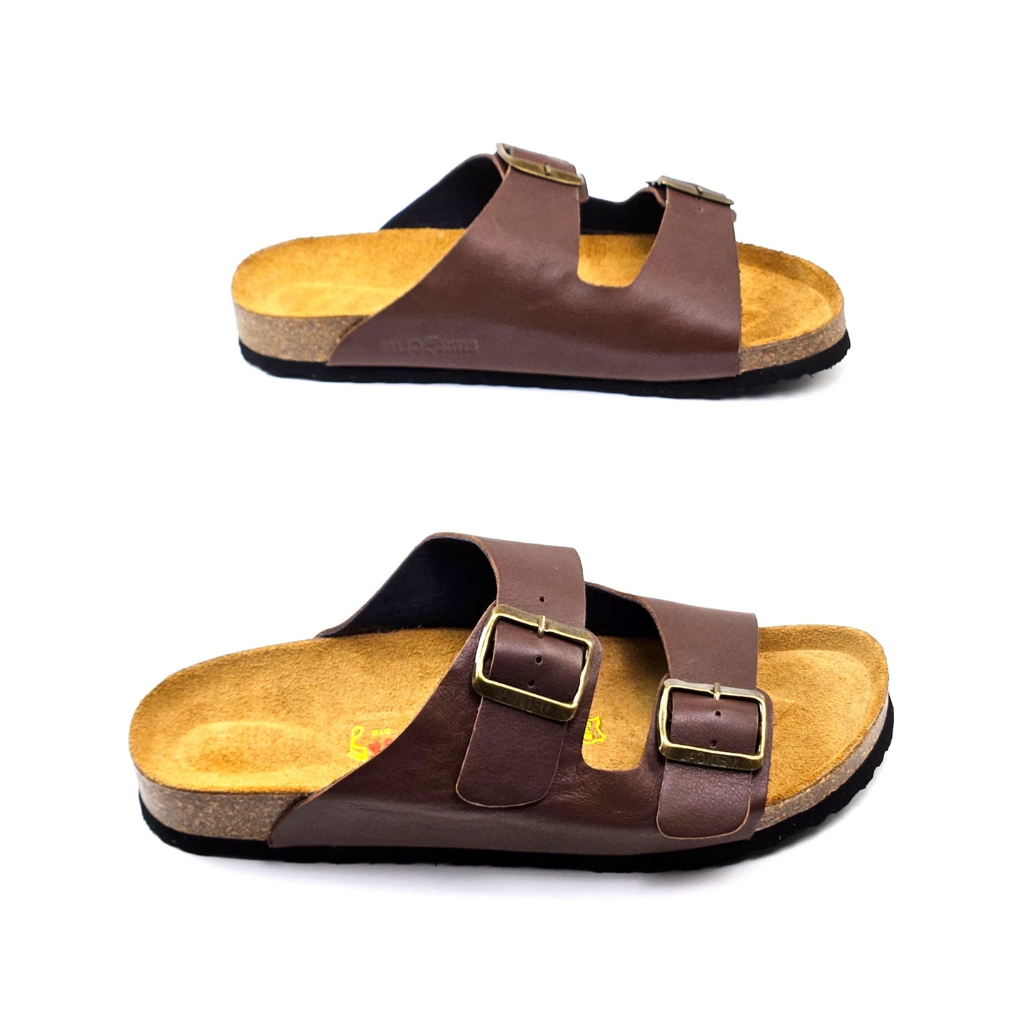 043 sandale confort en cuir homme marron