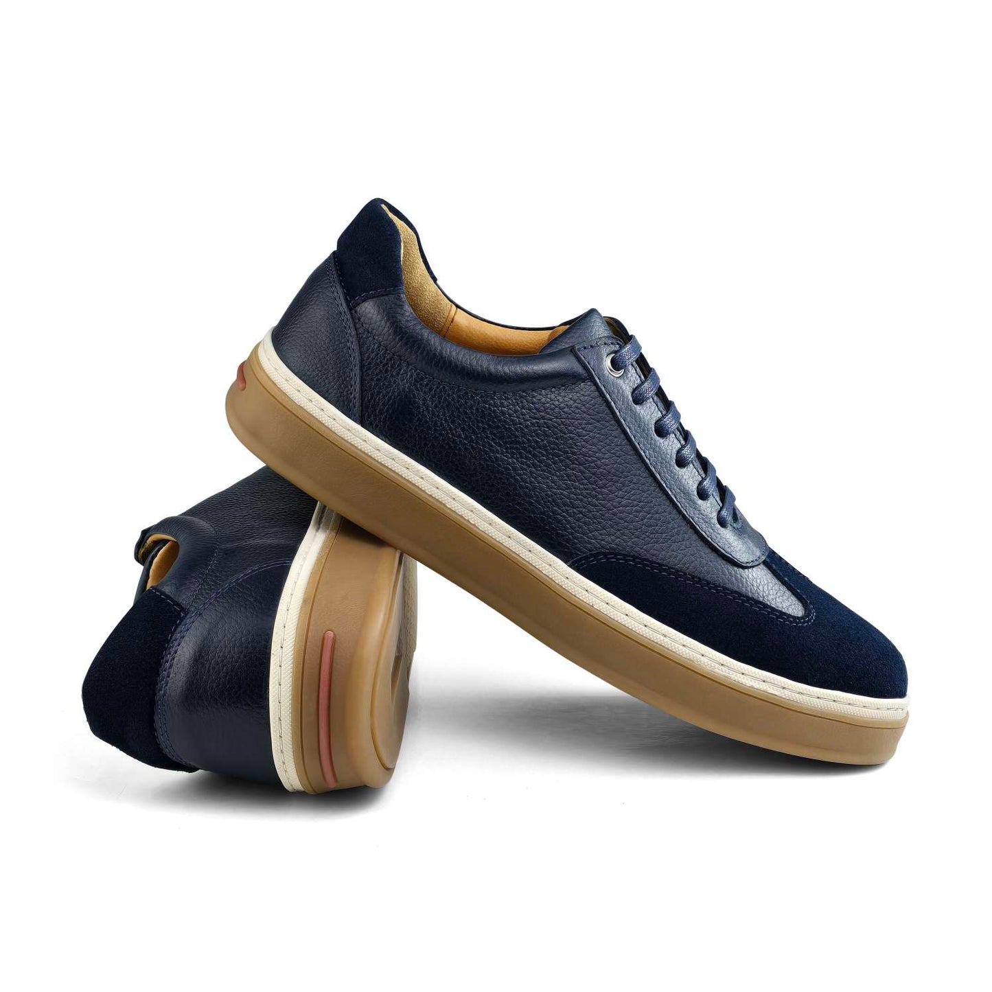 0235 Chaussure Sneaker Homme en cuir bleumarin