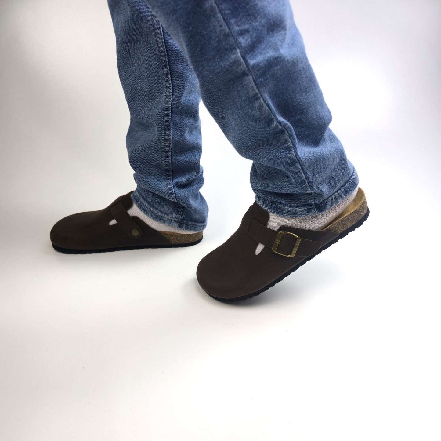 0207 sabot cuir daim homme/femme marron