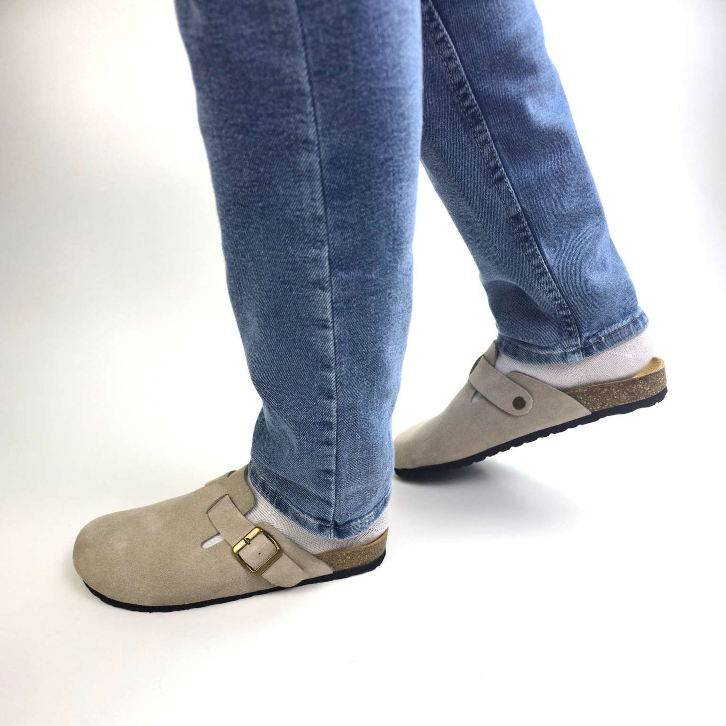 0207 sabot cuir daim homme/femme beige