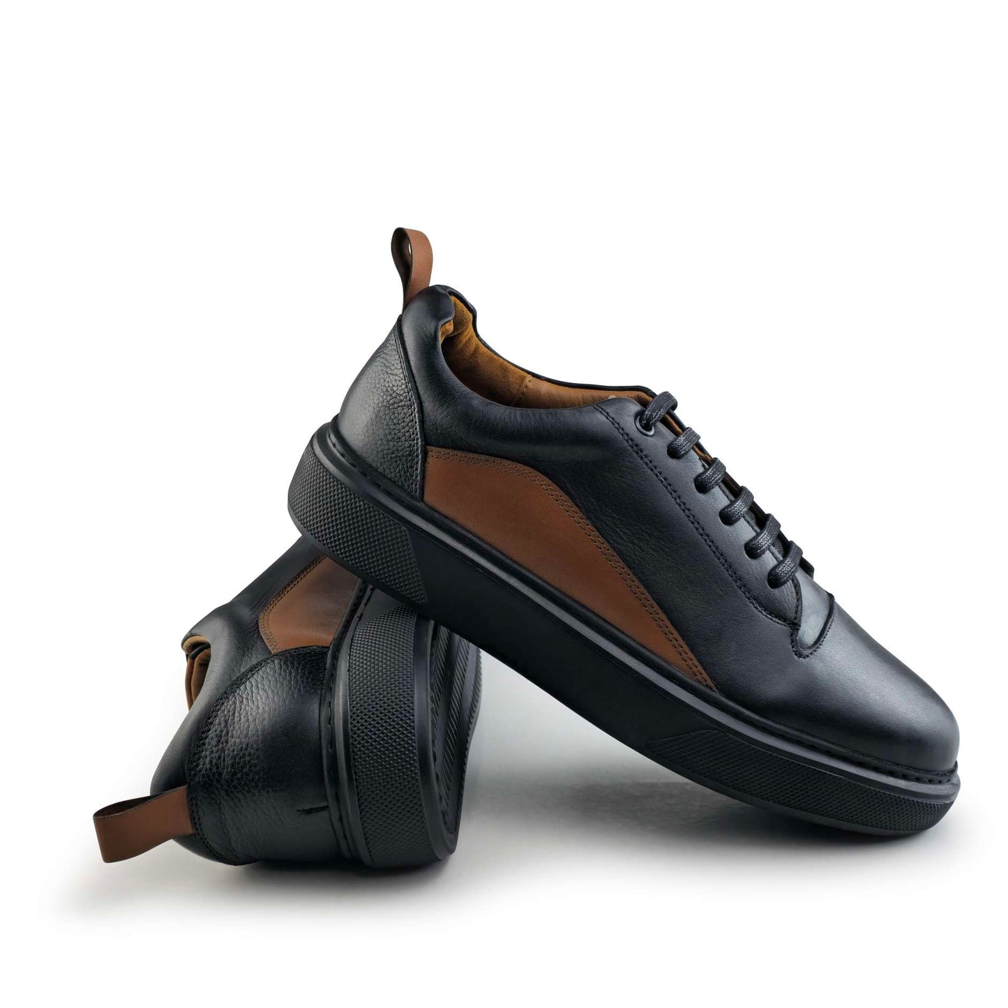 0225 Chaussure Sneaker Homme en cuir noir/noir