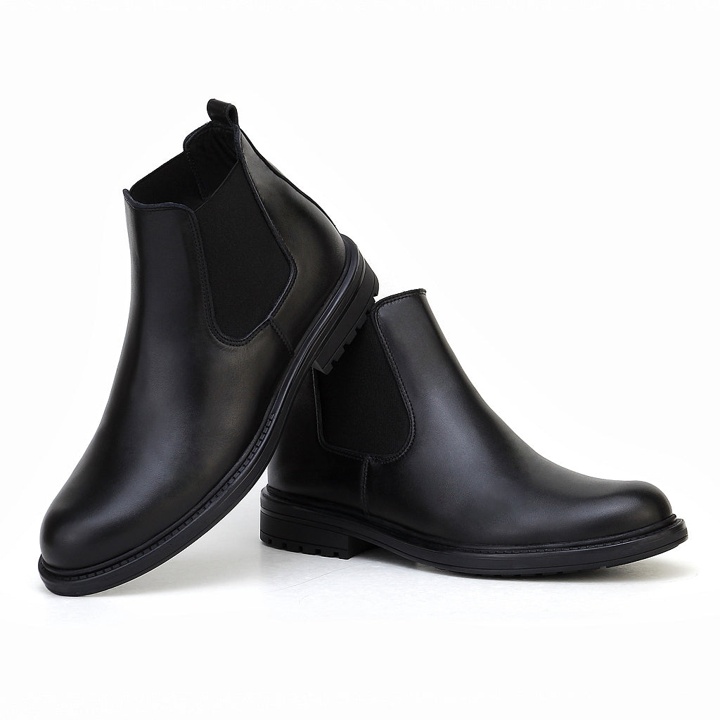 0302 boot en cuir homme noir
