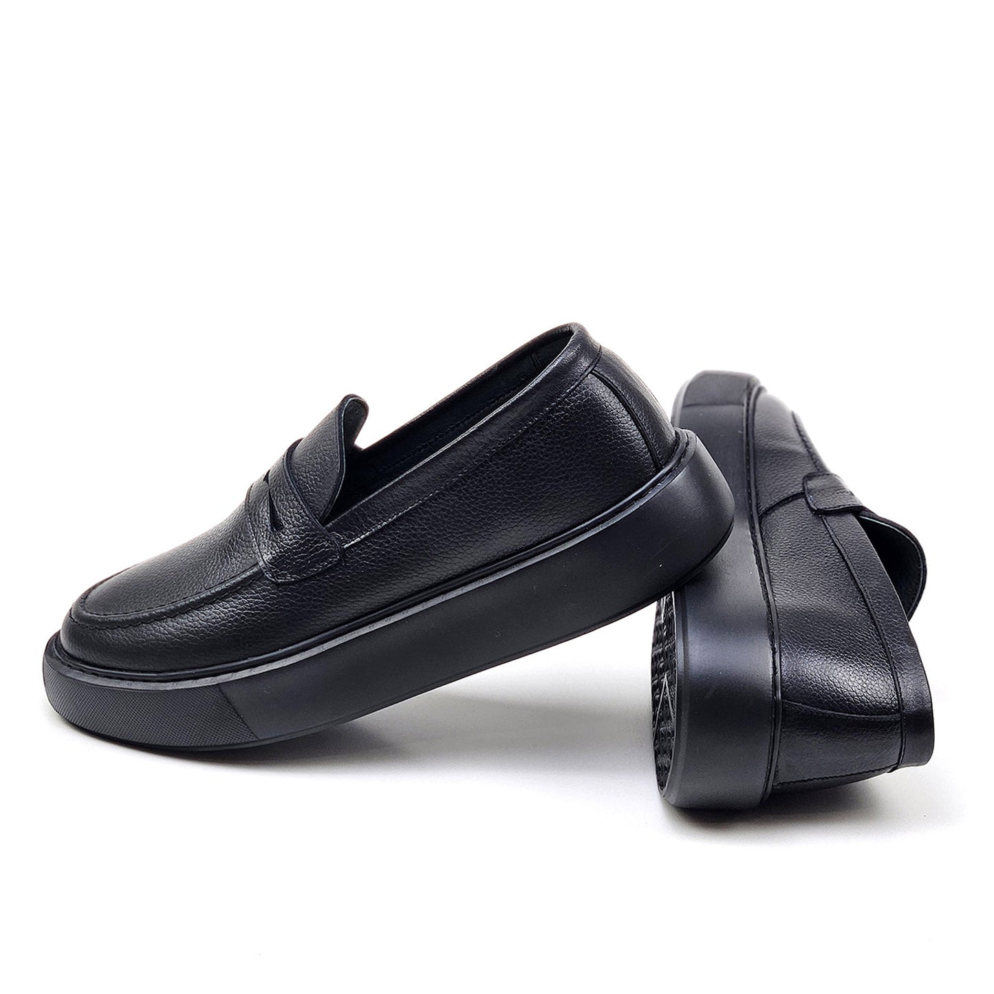 0221 Chaussure Sneaker Homme en cuir  noir/noir