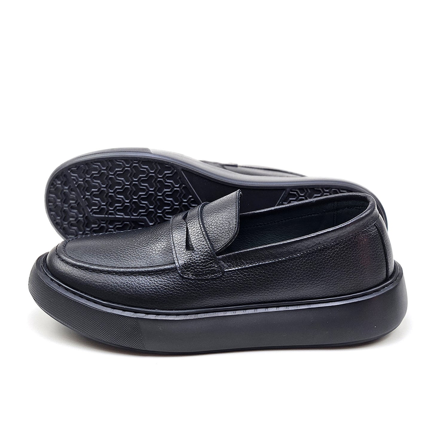 0221 Chaussure Sneaker Homme en cuir  noir/noir