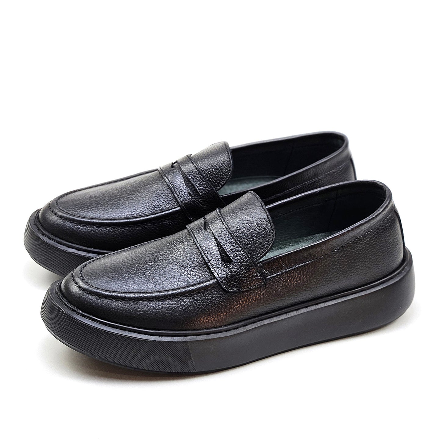 0221 Chaussure Sneaker Homme en cuir  noir/noir