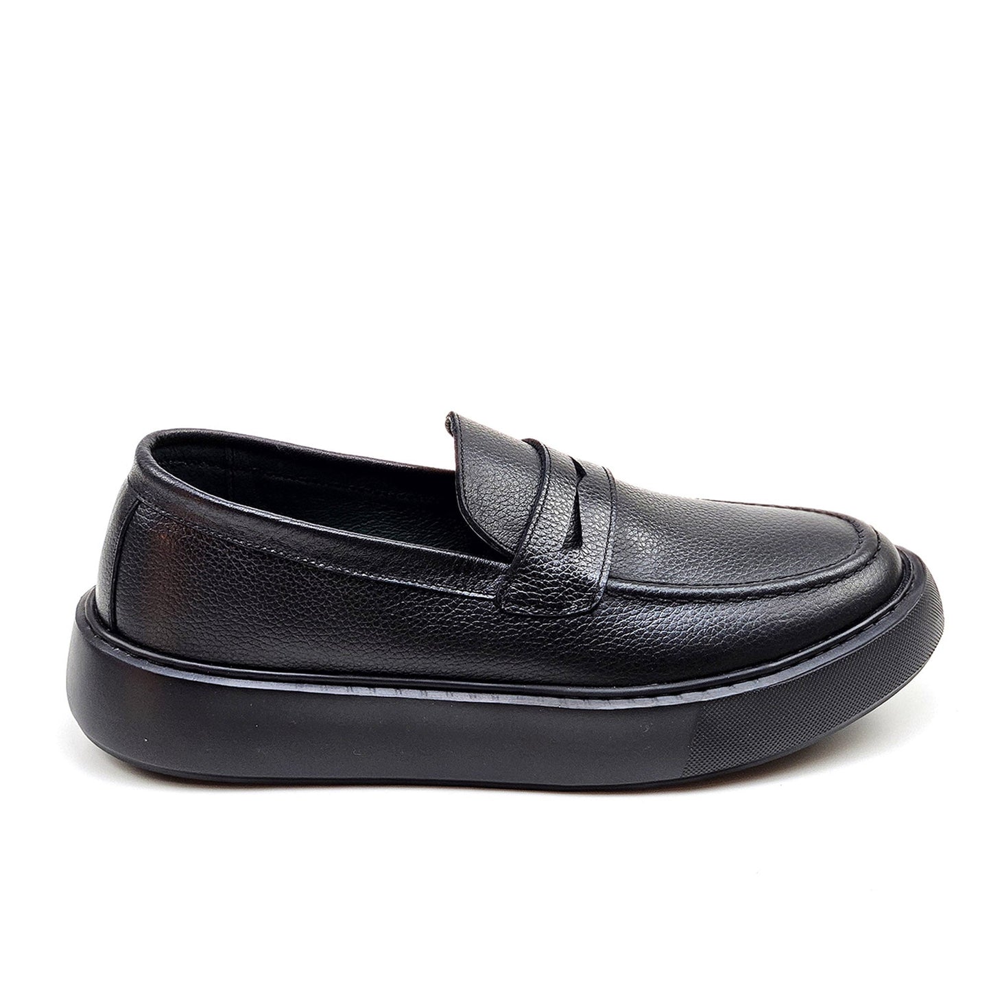 0221 Chaussure Sneaker Homme en cuir  noir/noir