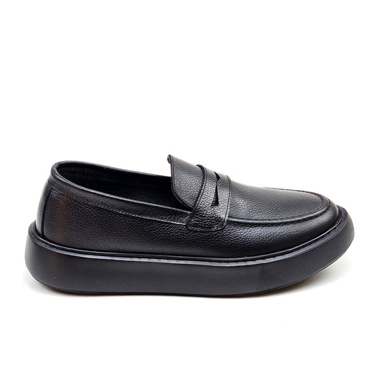 0221 Chaussure Sneaker Homme en cuir  noir/noir