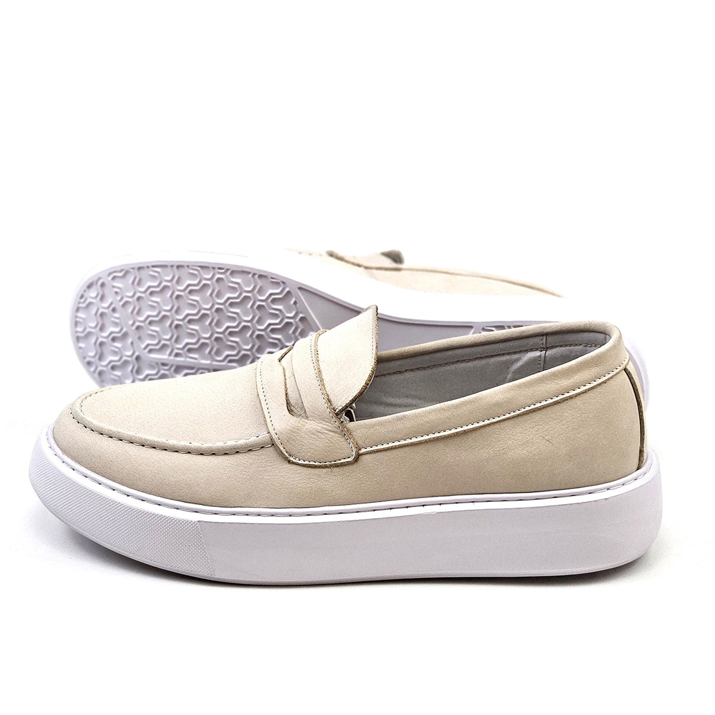 0221 Chaussure Sneaker Homme en cuir  beige nubuck