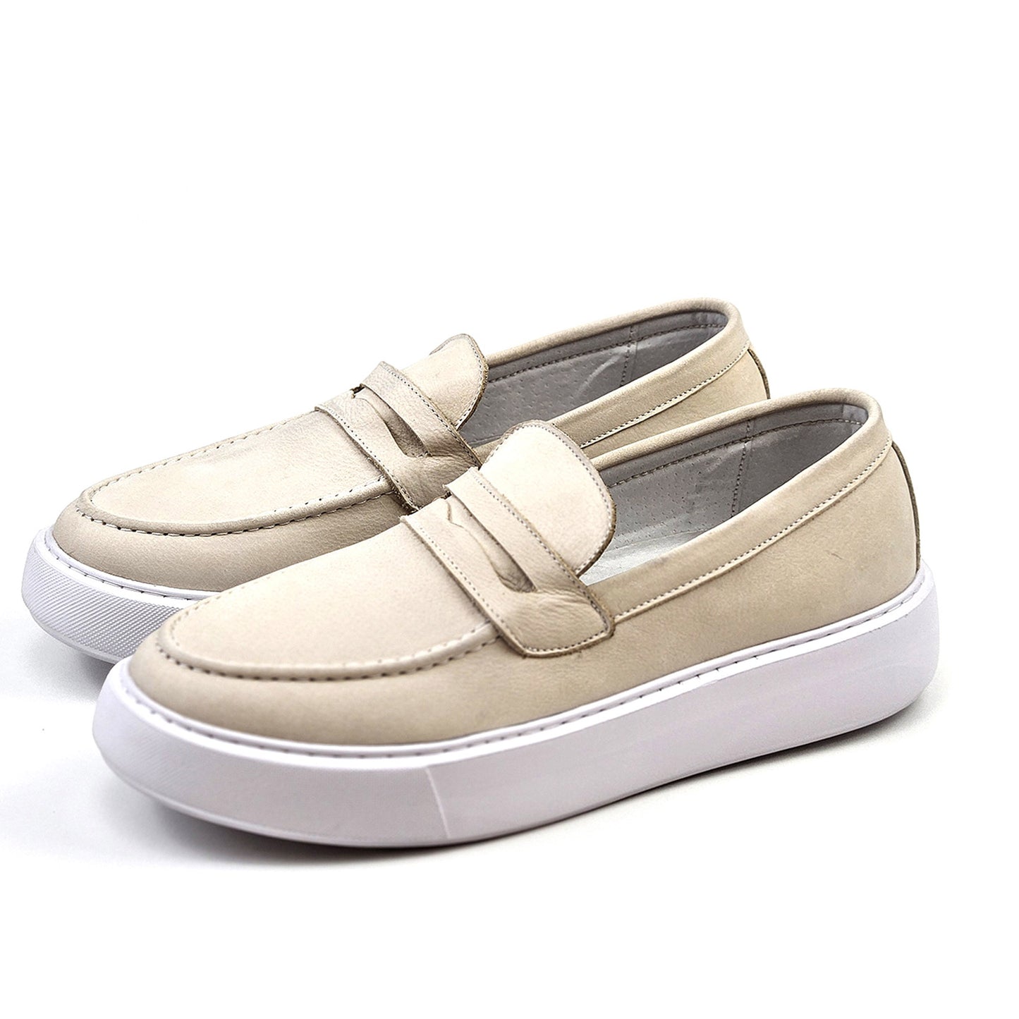 0221 Chaussure Sneaker Homme en cuir  beige nubuck