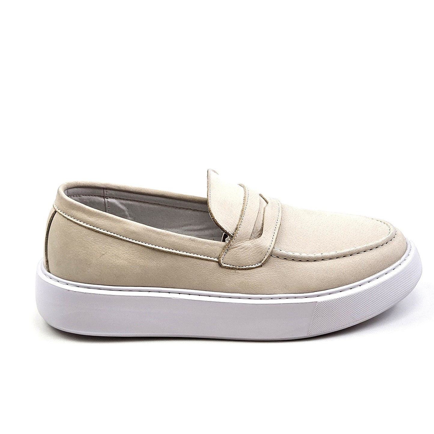0221 Chaussure Sneaker Homme en cuir  beige nubuck