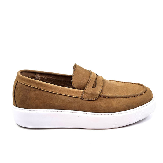 0221 Chaussure Sneaker Homme en cuir  tabac nubuck