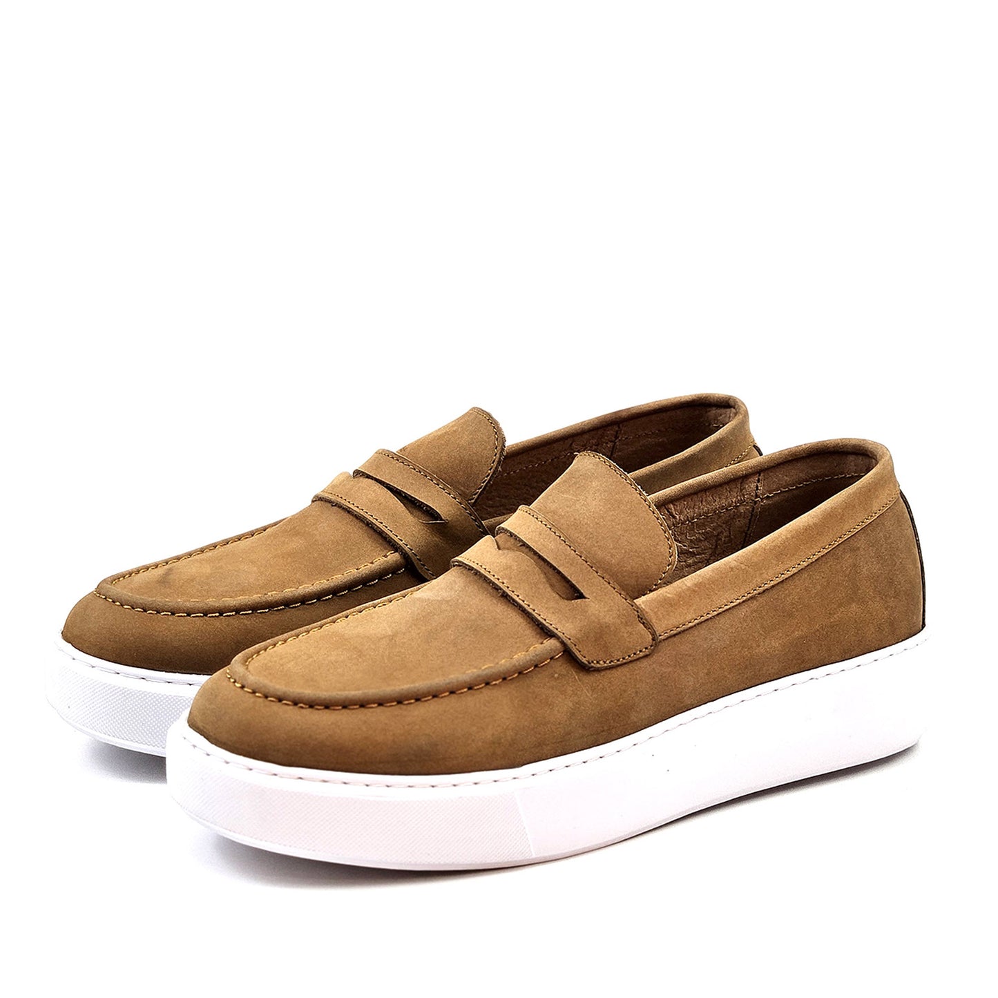 0221 Chaussure Sneaker Homme en cuir  tabac nubuck