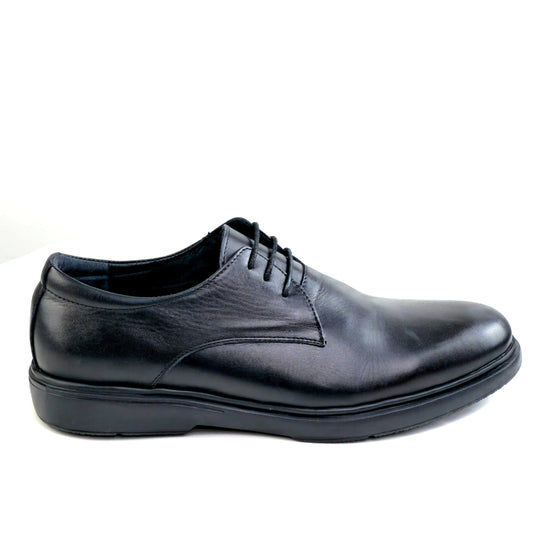 06 chaussure Richelieu confortable homme en cuir noir/marron