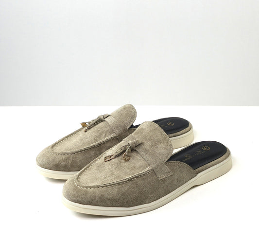 0119 chaussure Femme en cuir daim biege gris