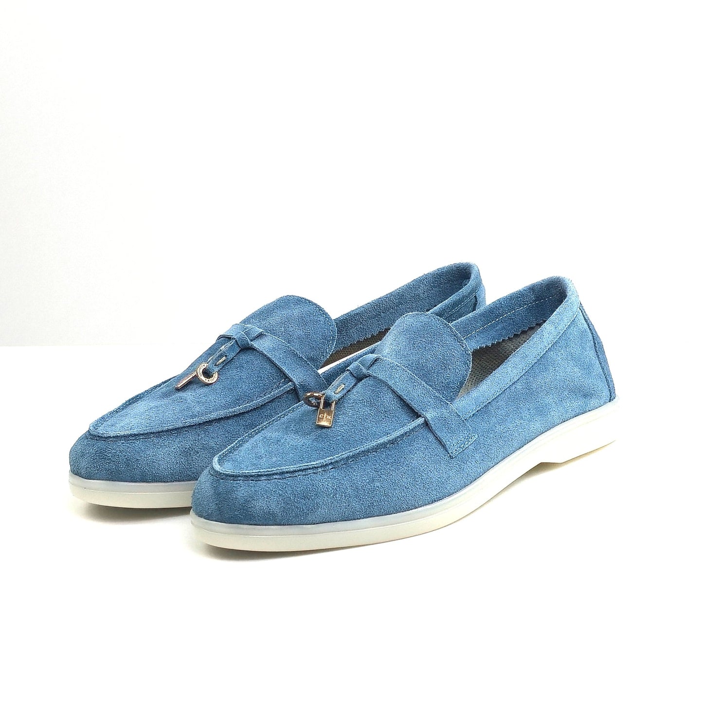 0116 chaussure Femme en cuir daim bleu-ciel