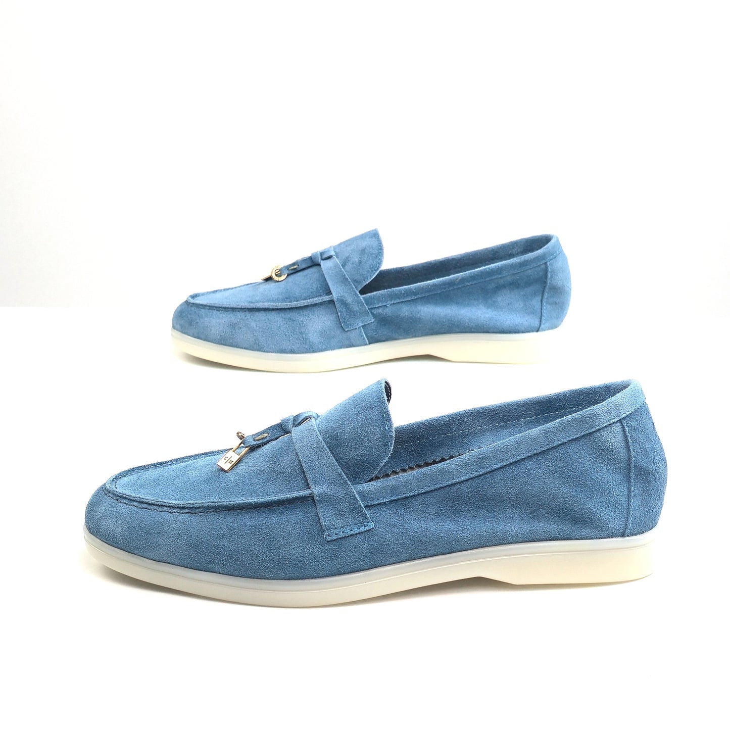 0116 chaussure Femme en cuir daim bleu-ciel