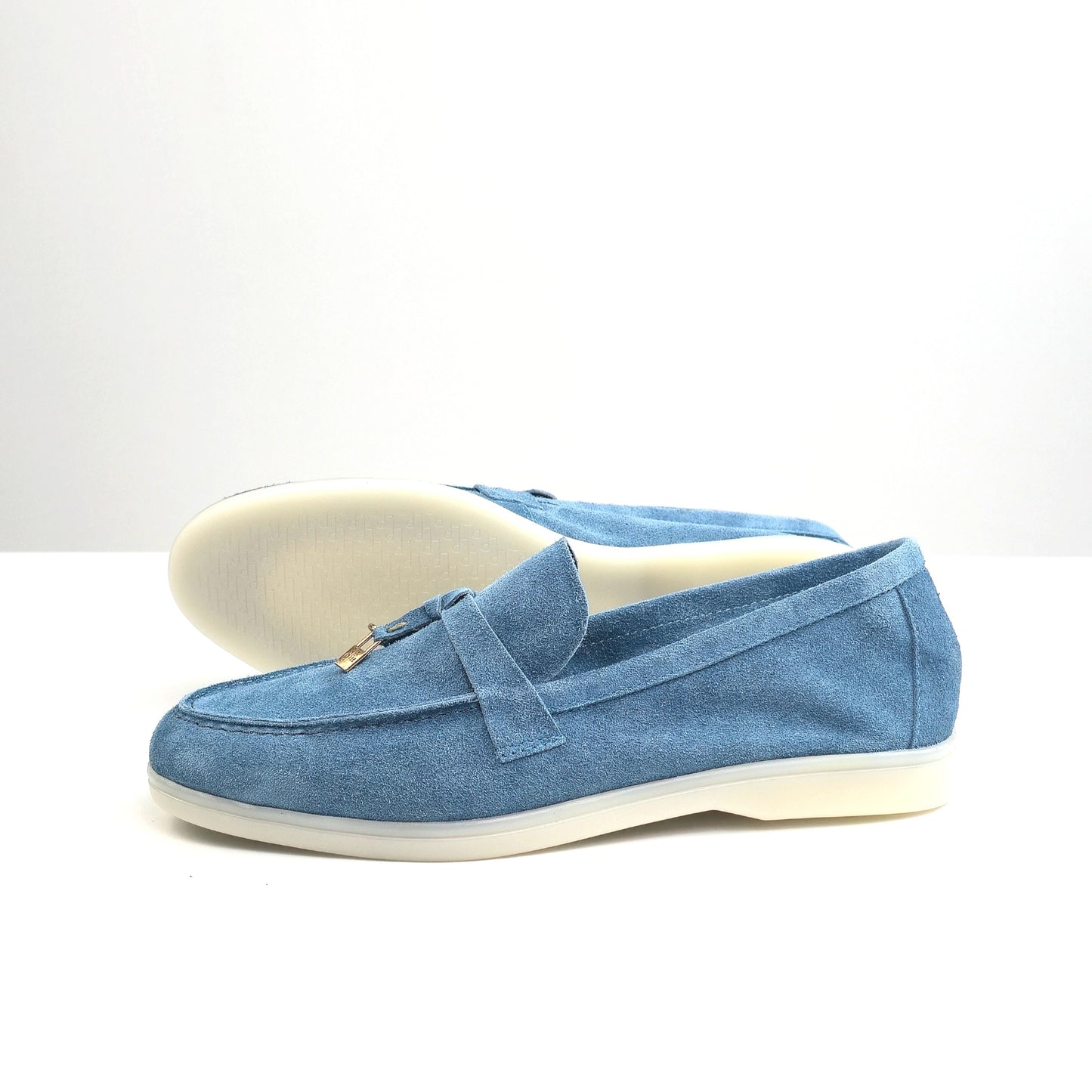 0116 chaussure Femme en cuir daim bleu-ciel