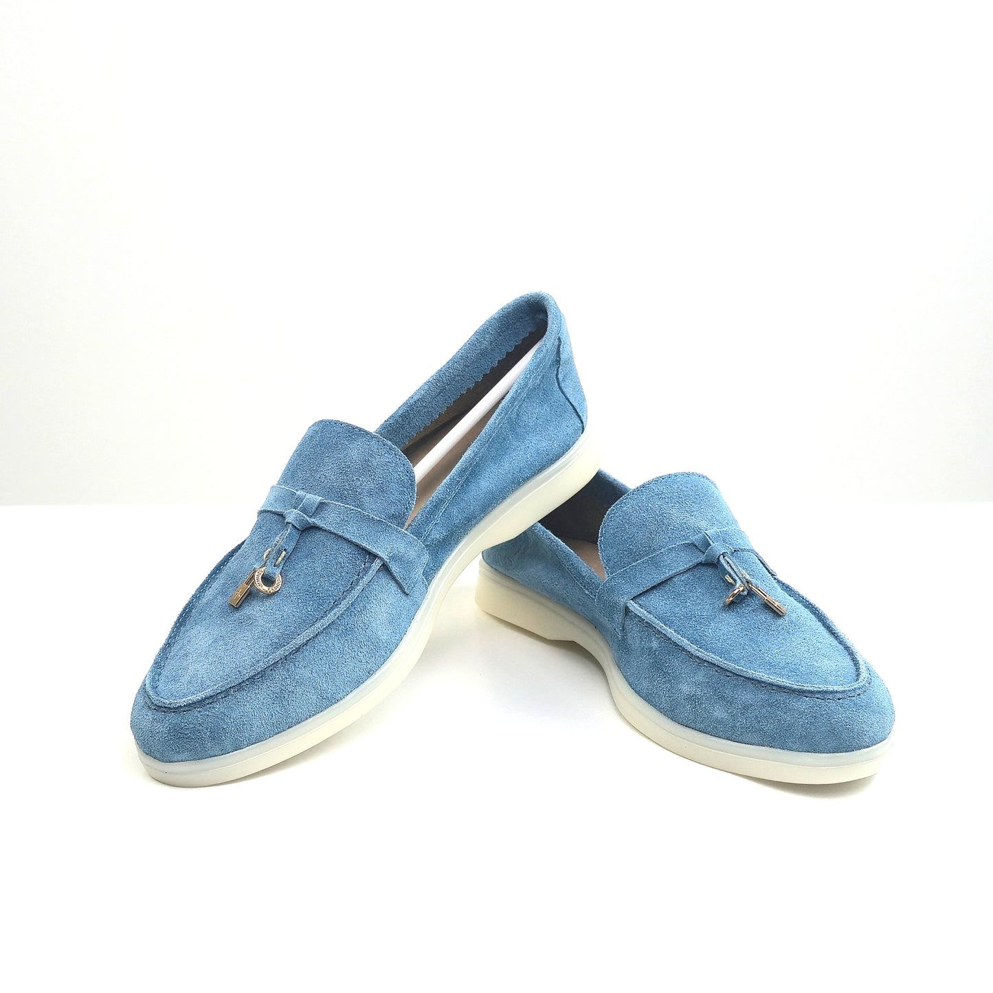 0116 chaussure Femme en cuir daim bleu-ciel