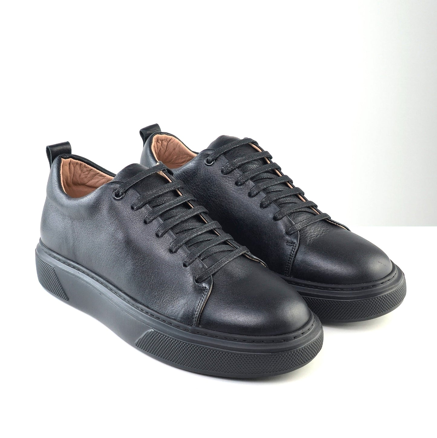 0224 Chaussure Sneaker Homme en cuir  noir/noir