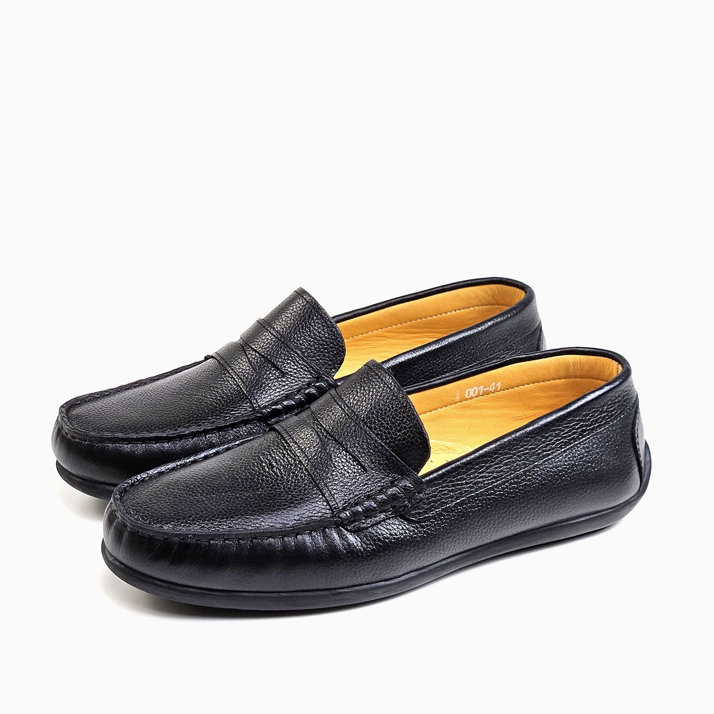 046 Chaussures Homme Mocassins sports en cuir noir