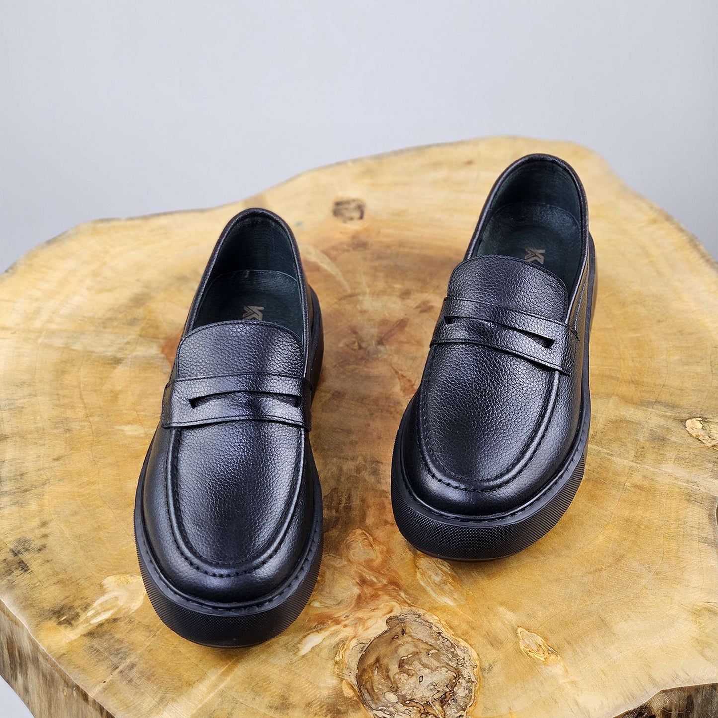 0221 Chaussure Sneaker Homme en cuir  noir/noir