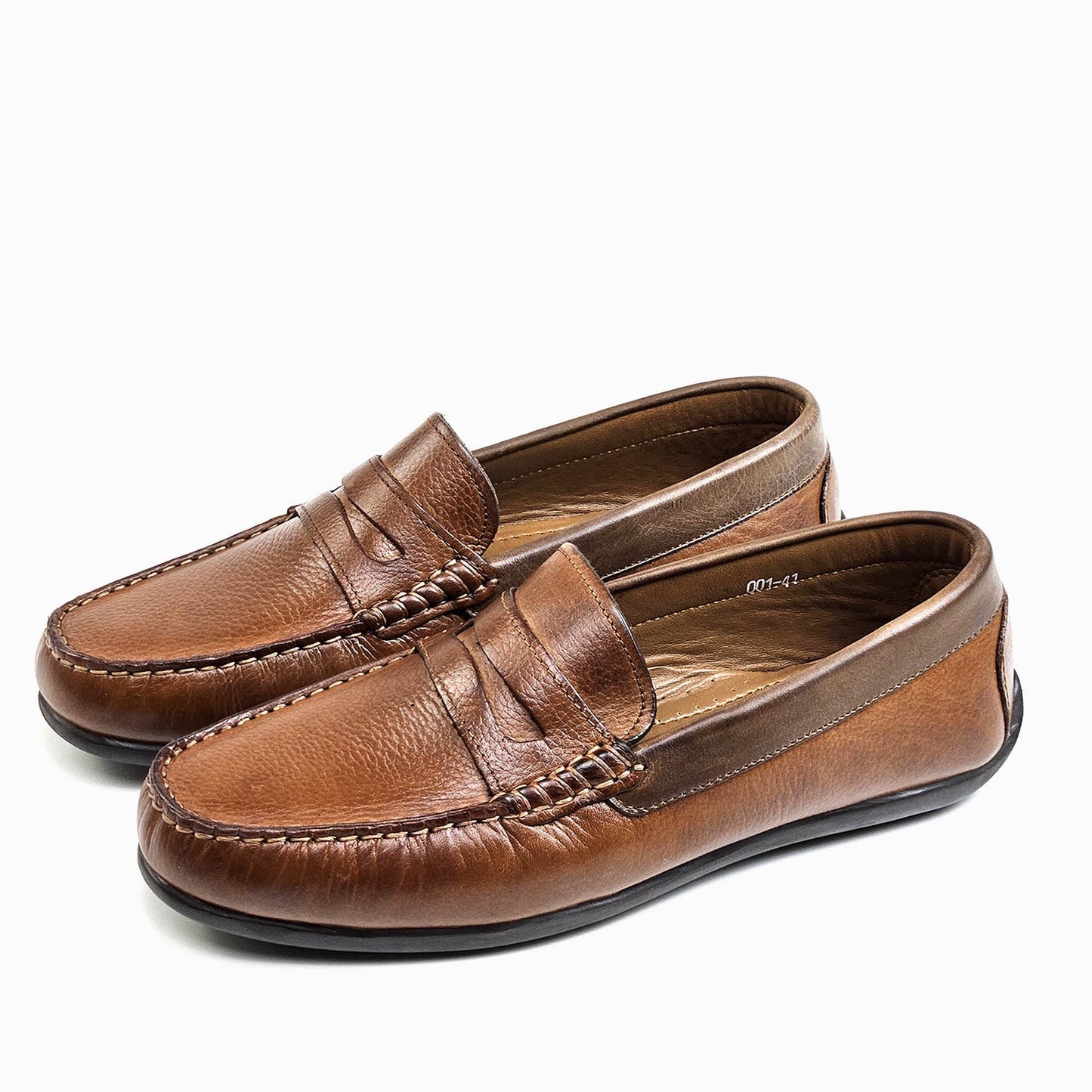 046 Chaussures Homme Mocassins sports en cuir marron