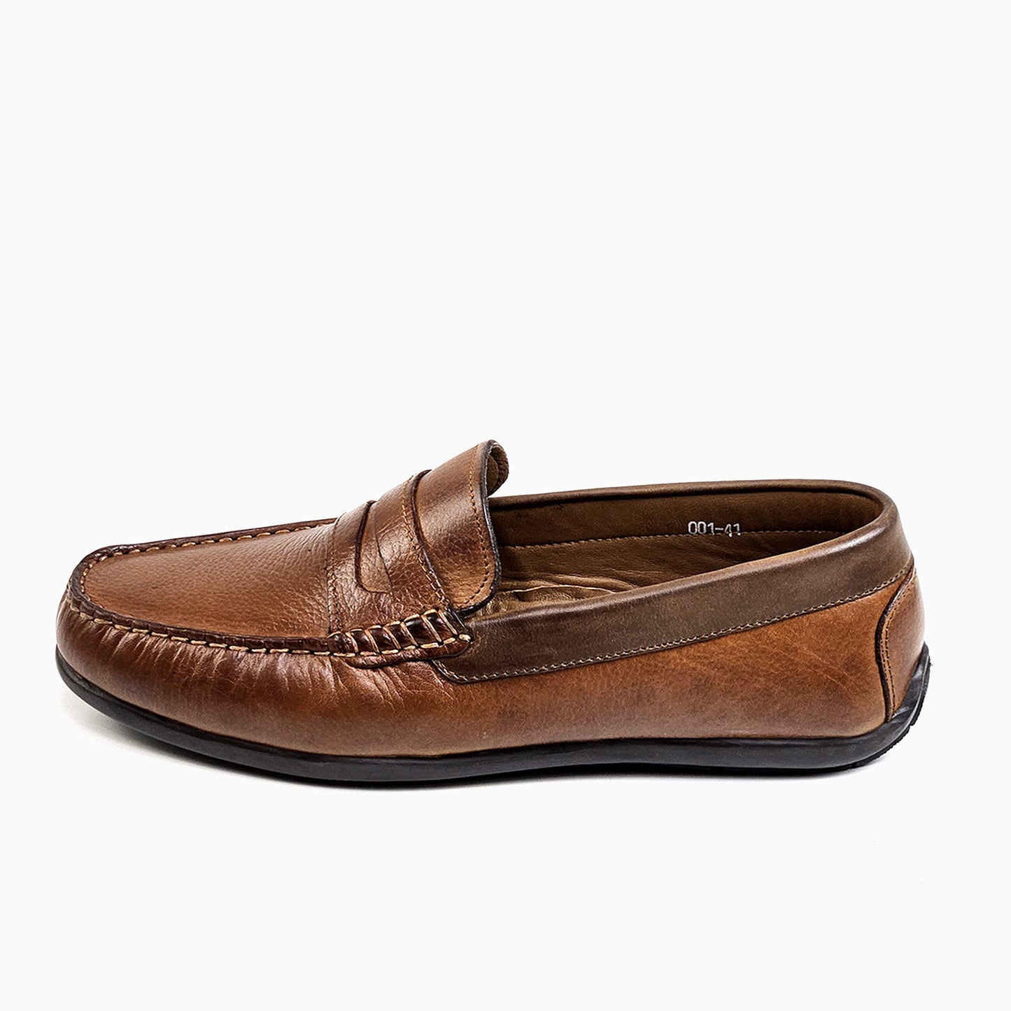 046 Chaussures Homme Mocassins sports en cuir marron