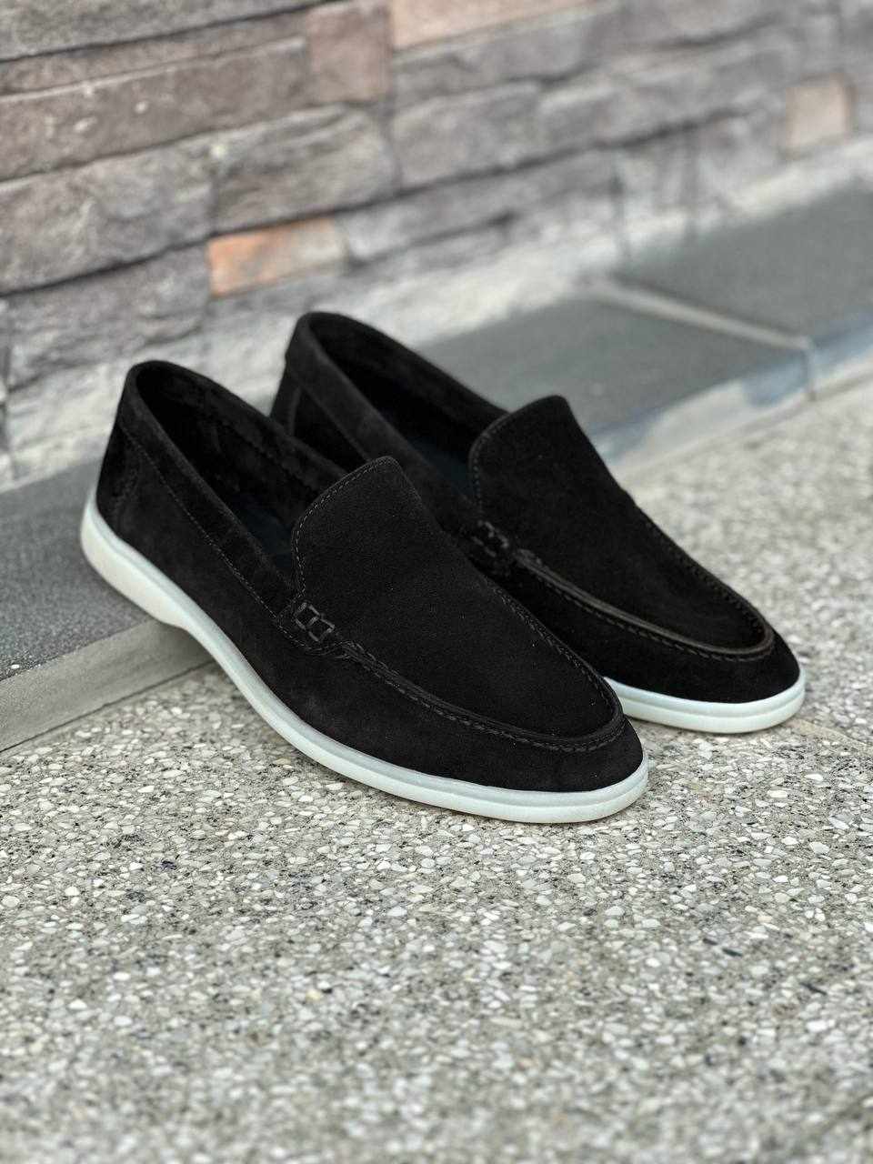 0110 Chaussures Homme Mocassins sports en cuir daim noir