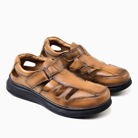 0205 Sandale Confort en Cuir pour Homme – Noir Élégant- Marron