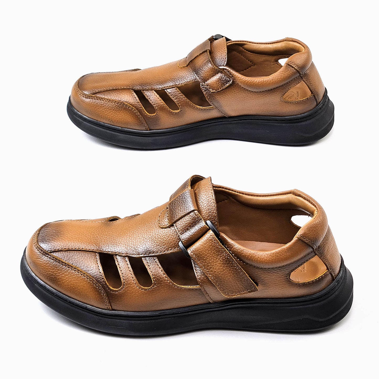 0205 Sandale Confort en Cuir pour Homme – Noir Élégant- Marron