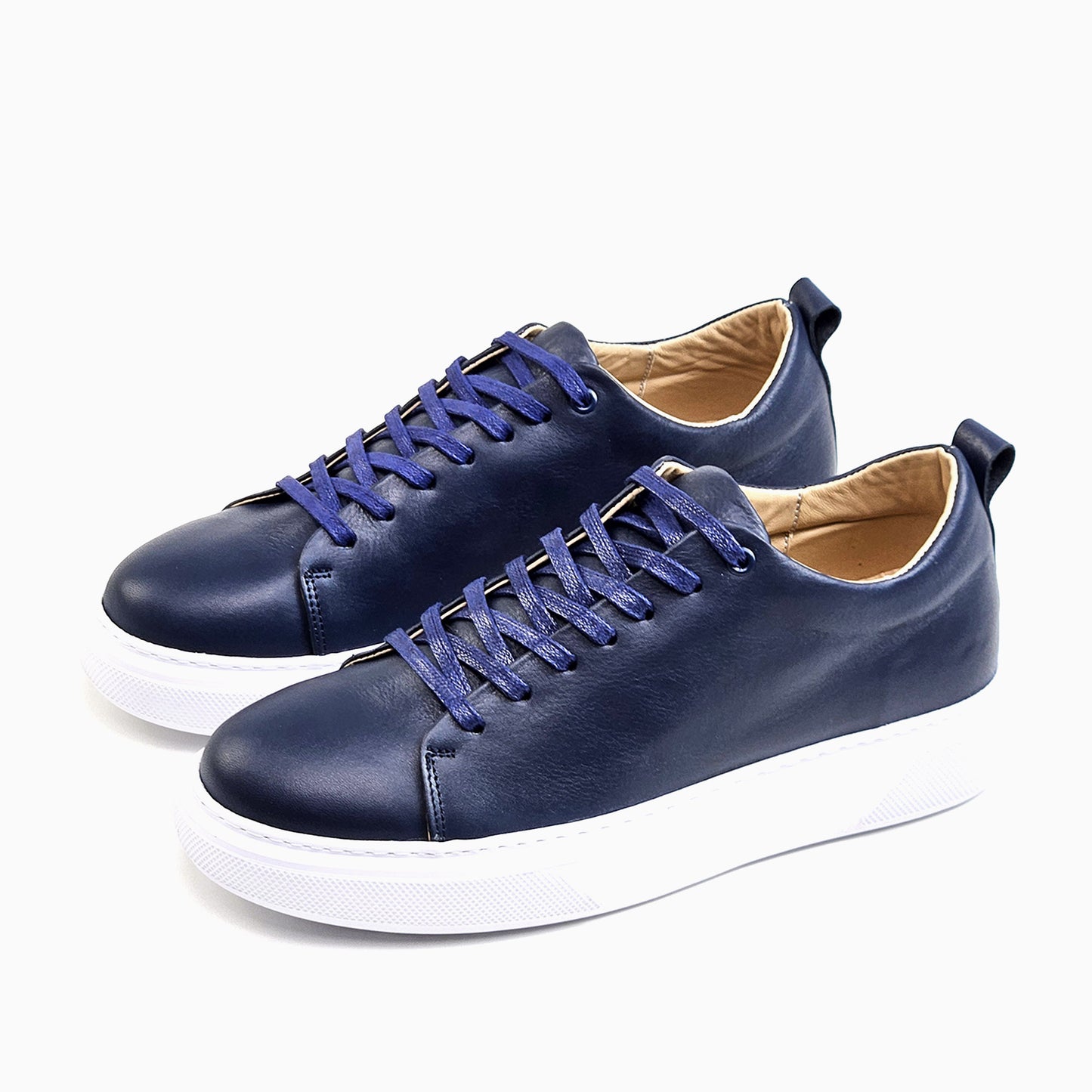 0224 Chaussure Sneaker Homme en cuir  bleumarin