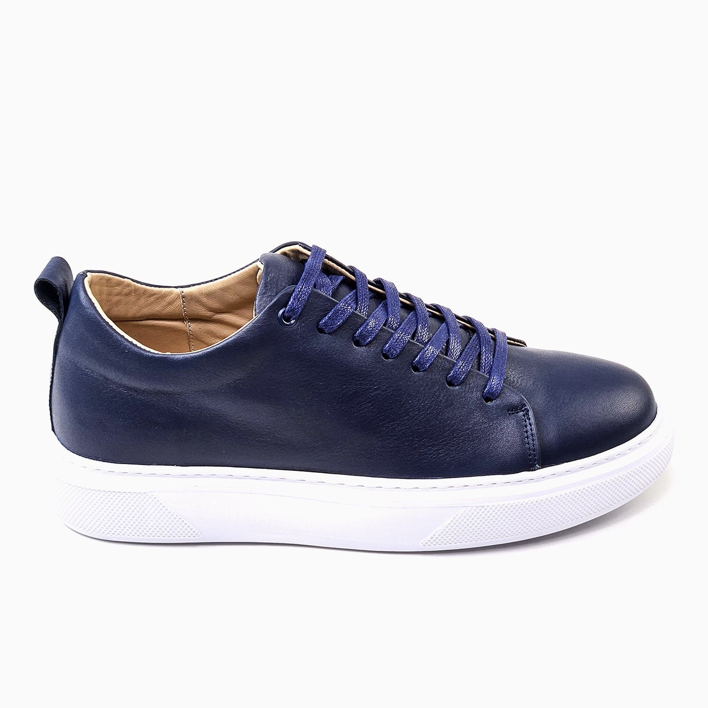 0224 Chaussure Sneaker Homme en cuir  bleumarin