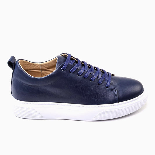 0224 Chaussure Sneaker Homme en cuir  bleumarin