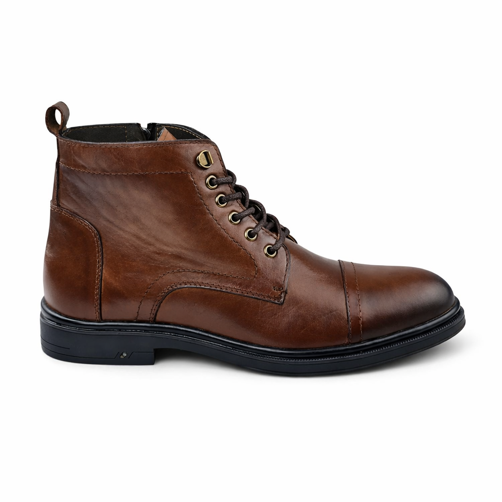0100 bouttine en cuir homme tabac marron