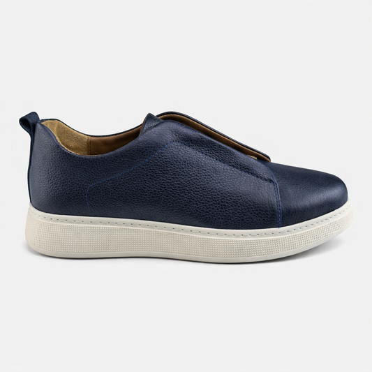 097 Chaussure Sneaker Homme en cuir bleumarin