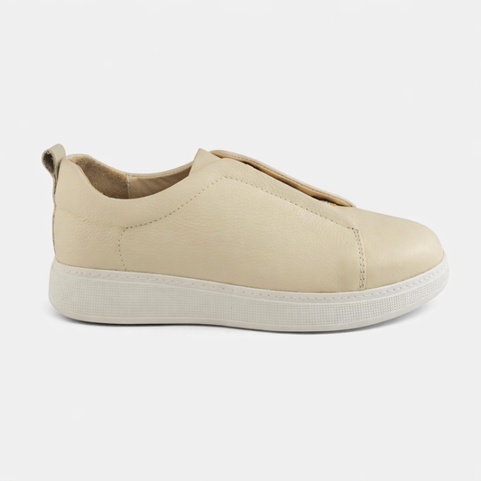 097 Chaussure Sneaker Homme en cuir biege