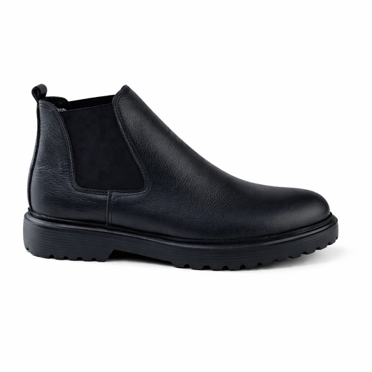 0306 bouttine Chelsea en cuir homme noir