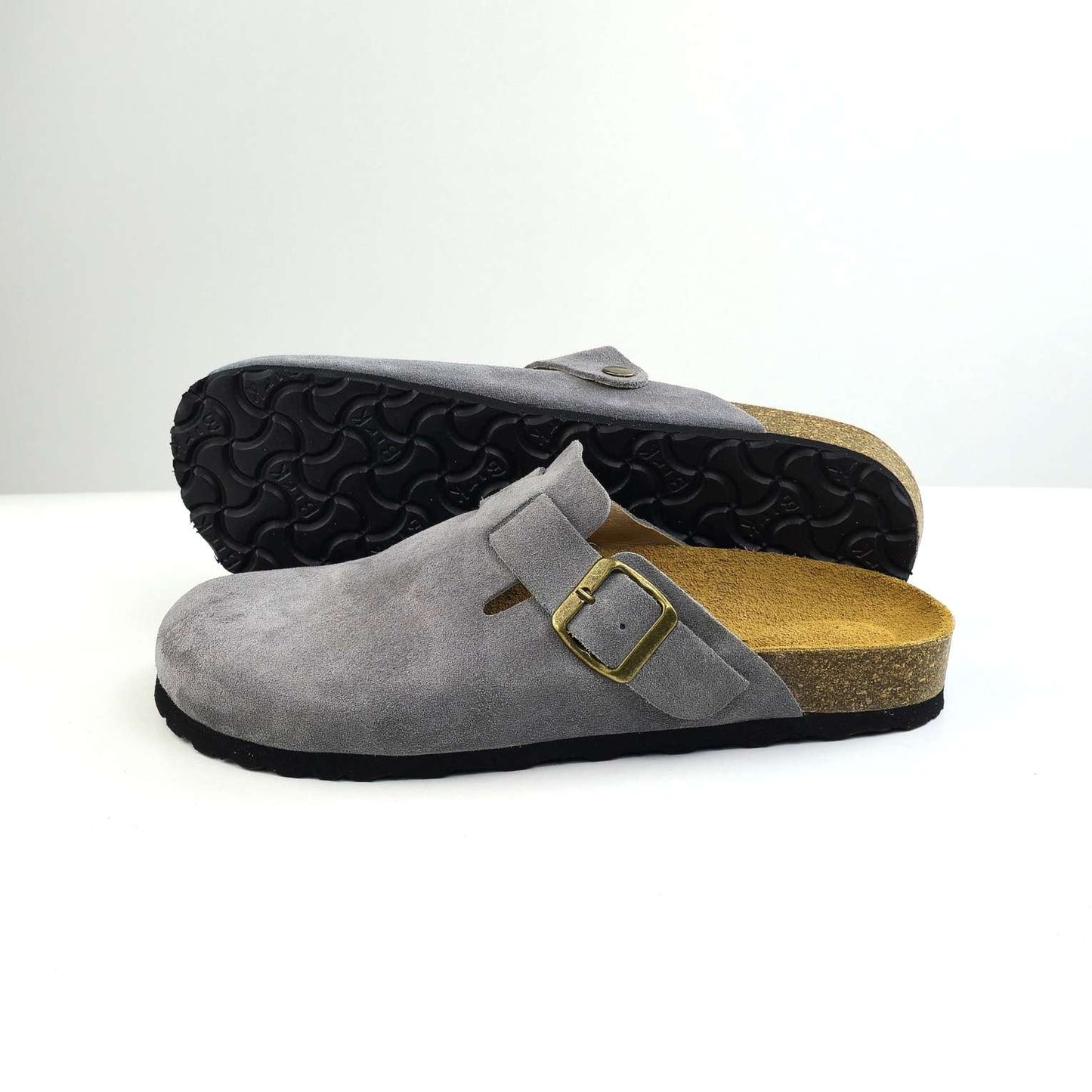 0207 sabot cuir daim homme/femme gris