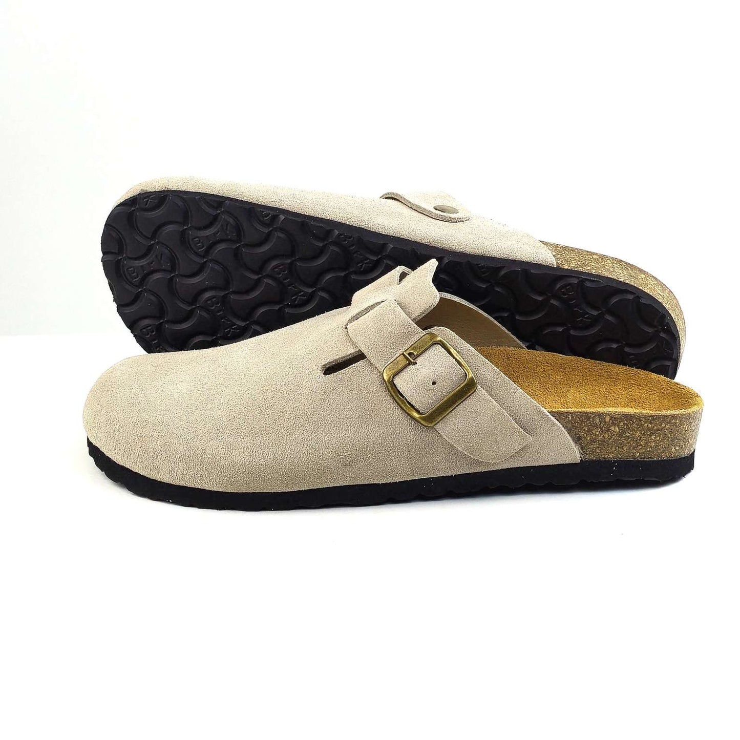 0207 sabot cuir daim homme/femme beige