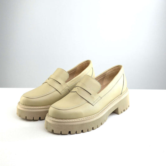 0817 chaussure en cuir femme beige/noir